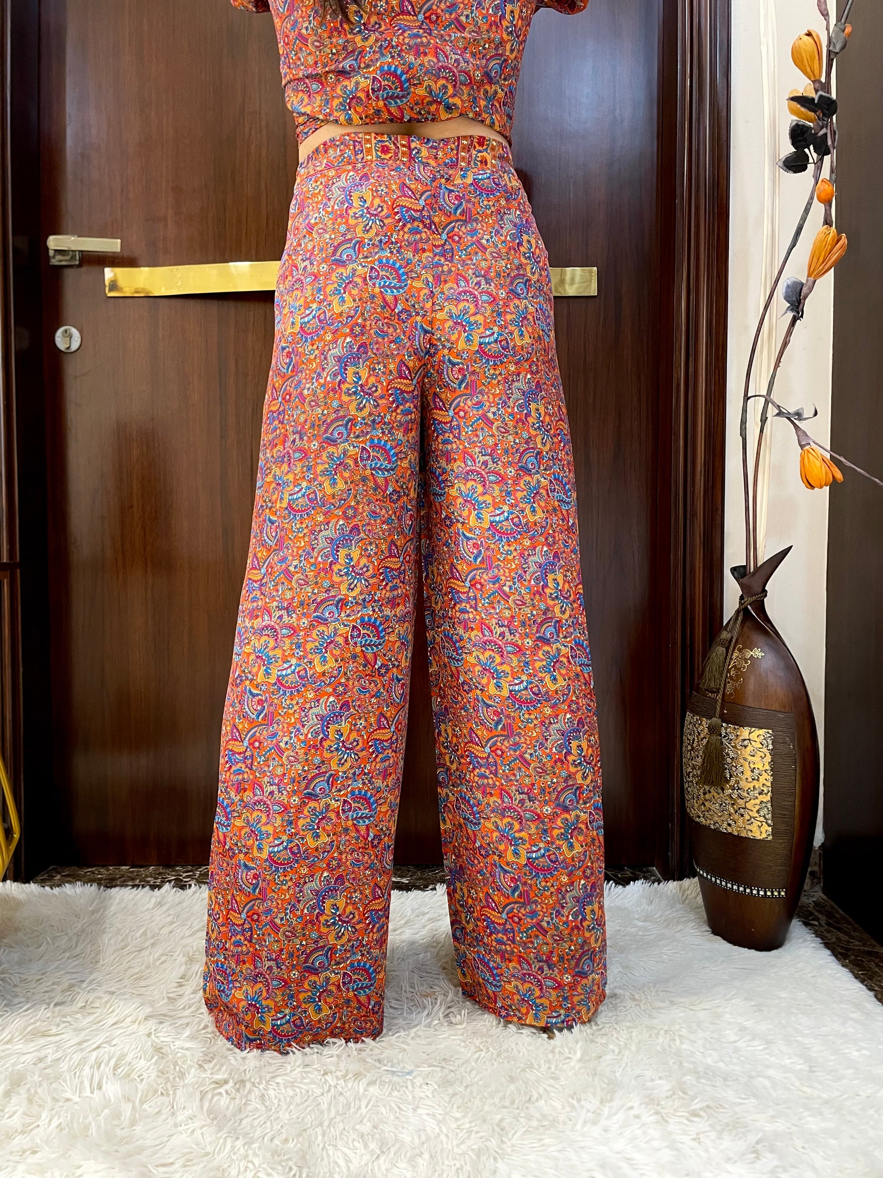 Boho Printed Wrap Trouser -Tangerine Dream (TROUSER ONLY)