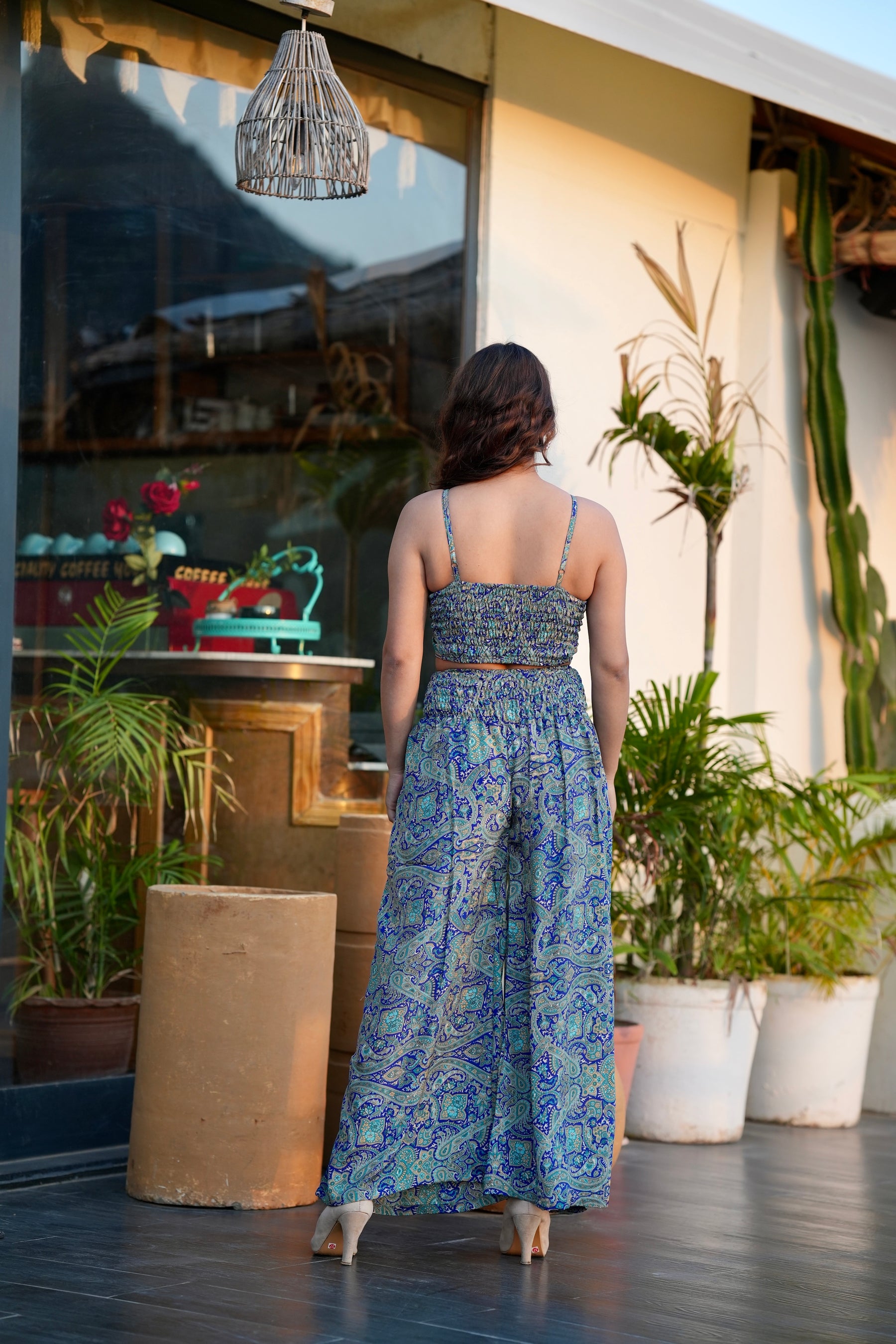 Boho Printed Kimono Three Piece Set - Minty Fresh