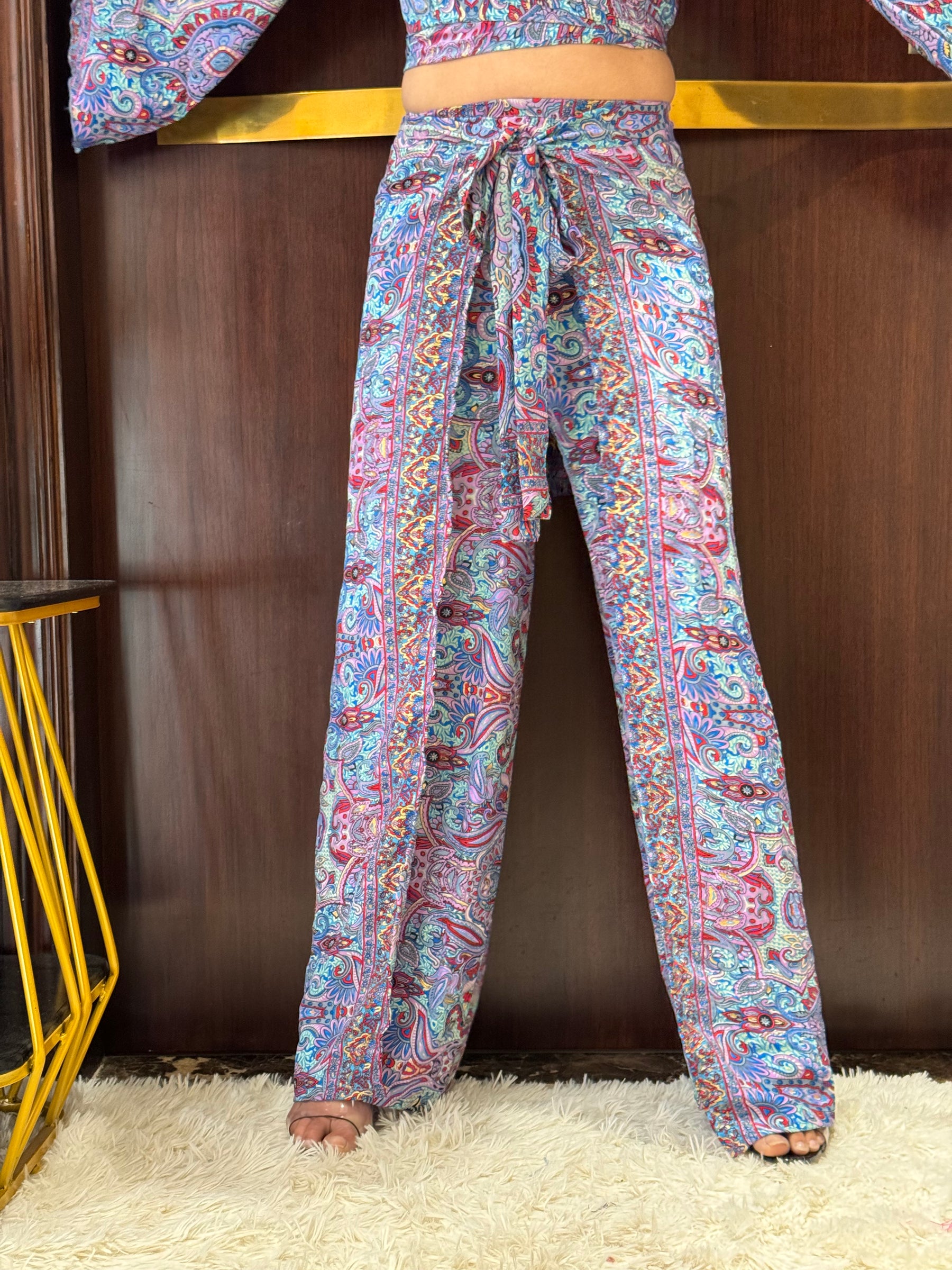 Boho Printed Wrap Trouser - Purple Perfection