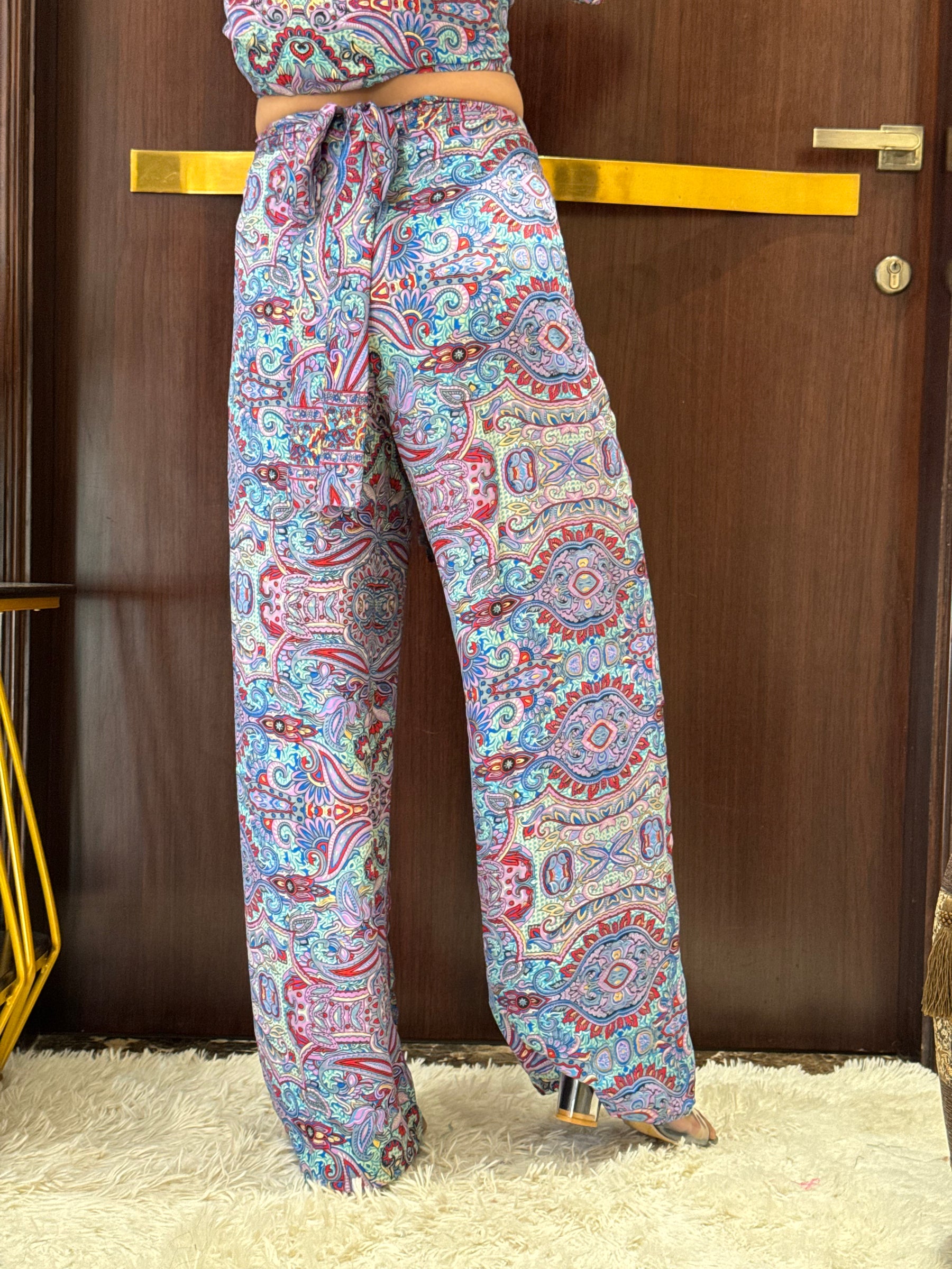 Boho Printed Wrap Trouser - Purple Perfection