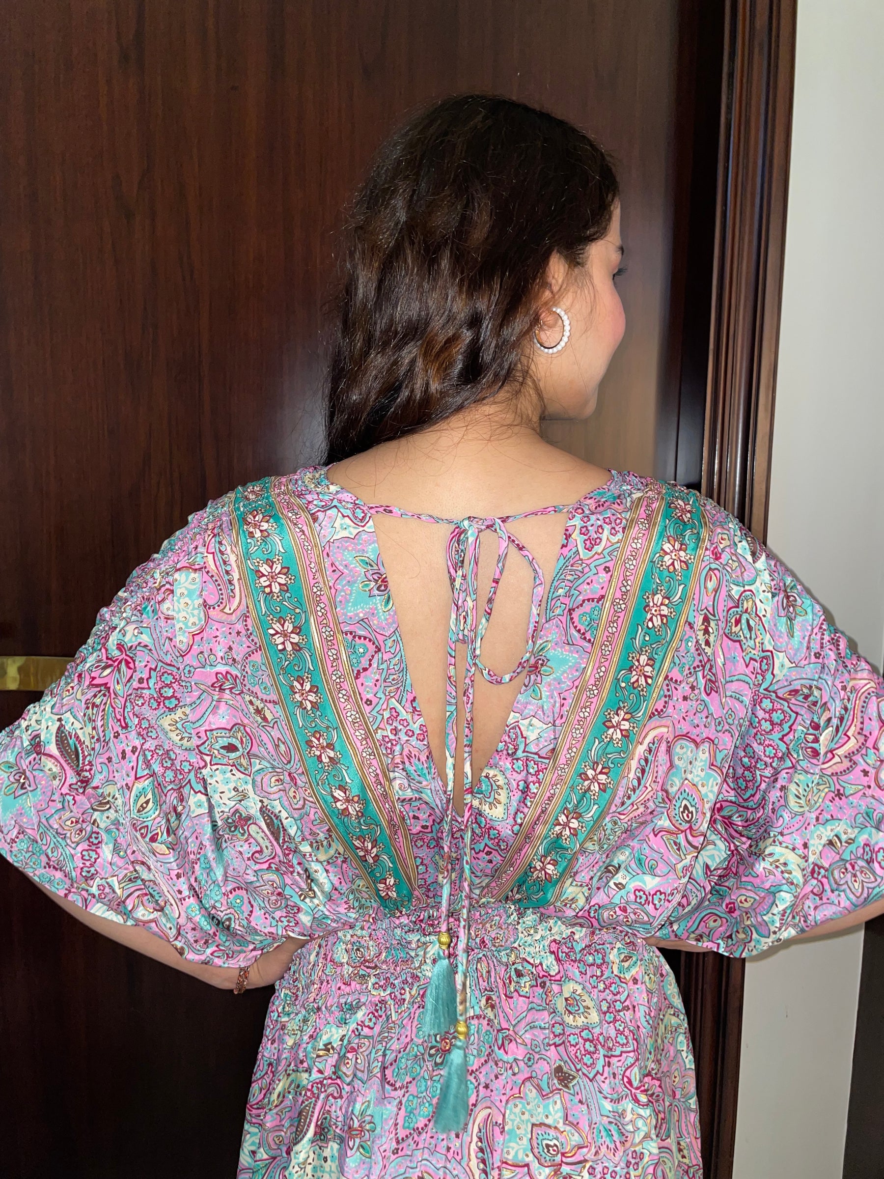 Balloon Pattern Boho Printed Maxi Dress in Pink