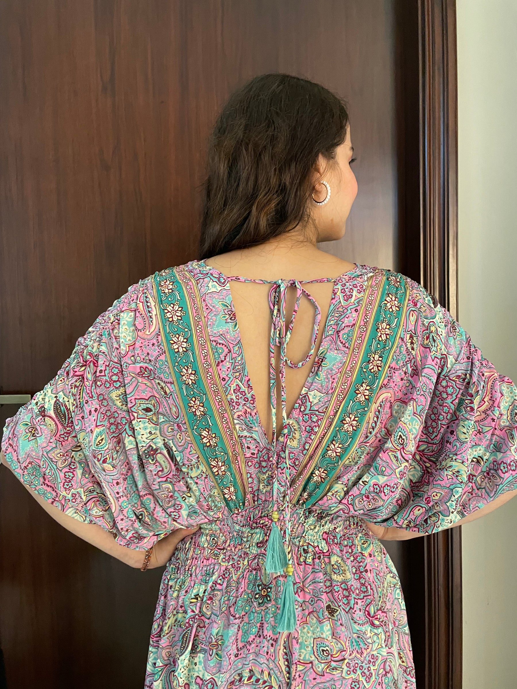 Balloon Pattern Boho Printed Maxi Dress in Pink