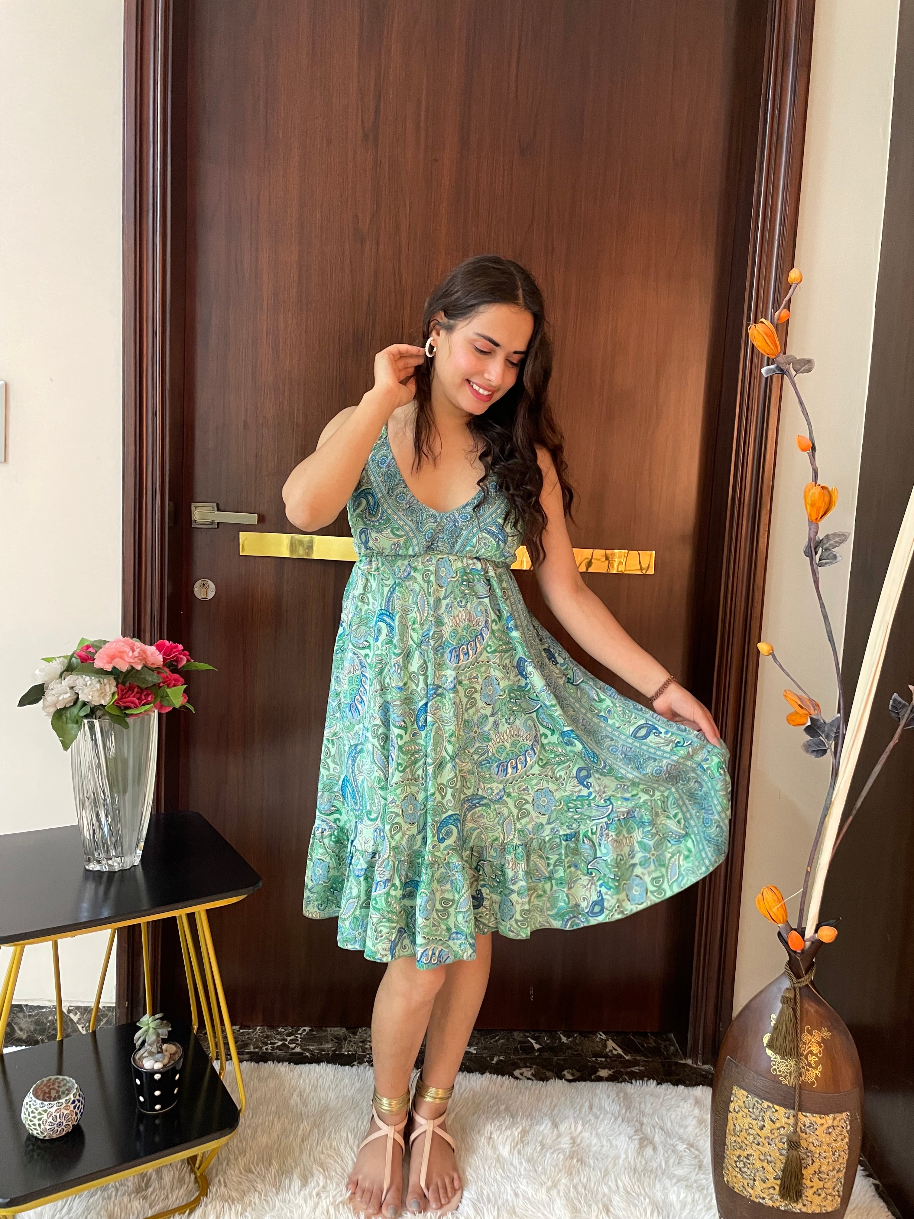 RUFFLE HEM HALTER SHORT DRESS THE BOSPHOROUS