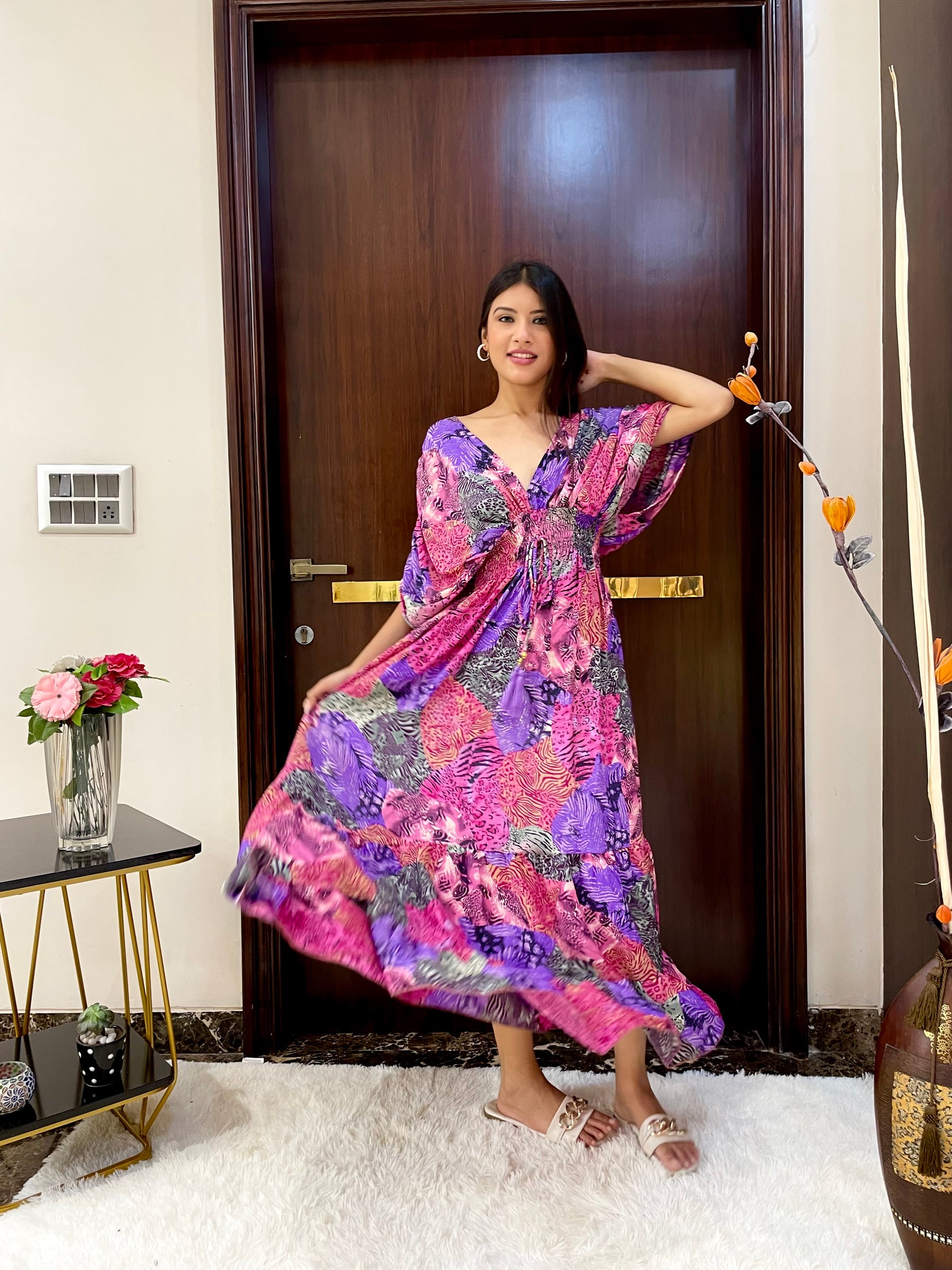 Balloon Pattern Boho Printed Maxi Dress - Enchanting Twilight Fusion