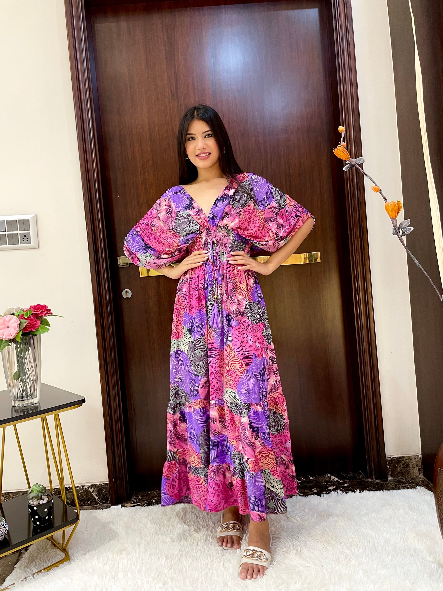 Balloon Pattern Boho Printed Maxi Dress - Enchanting Twilight Fusion