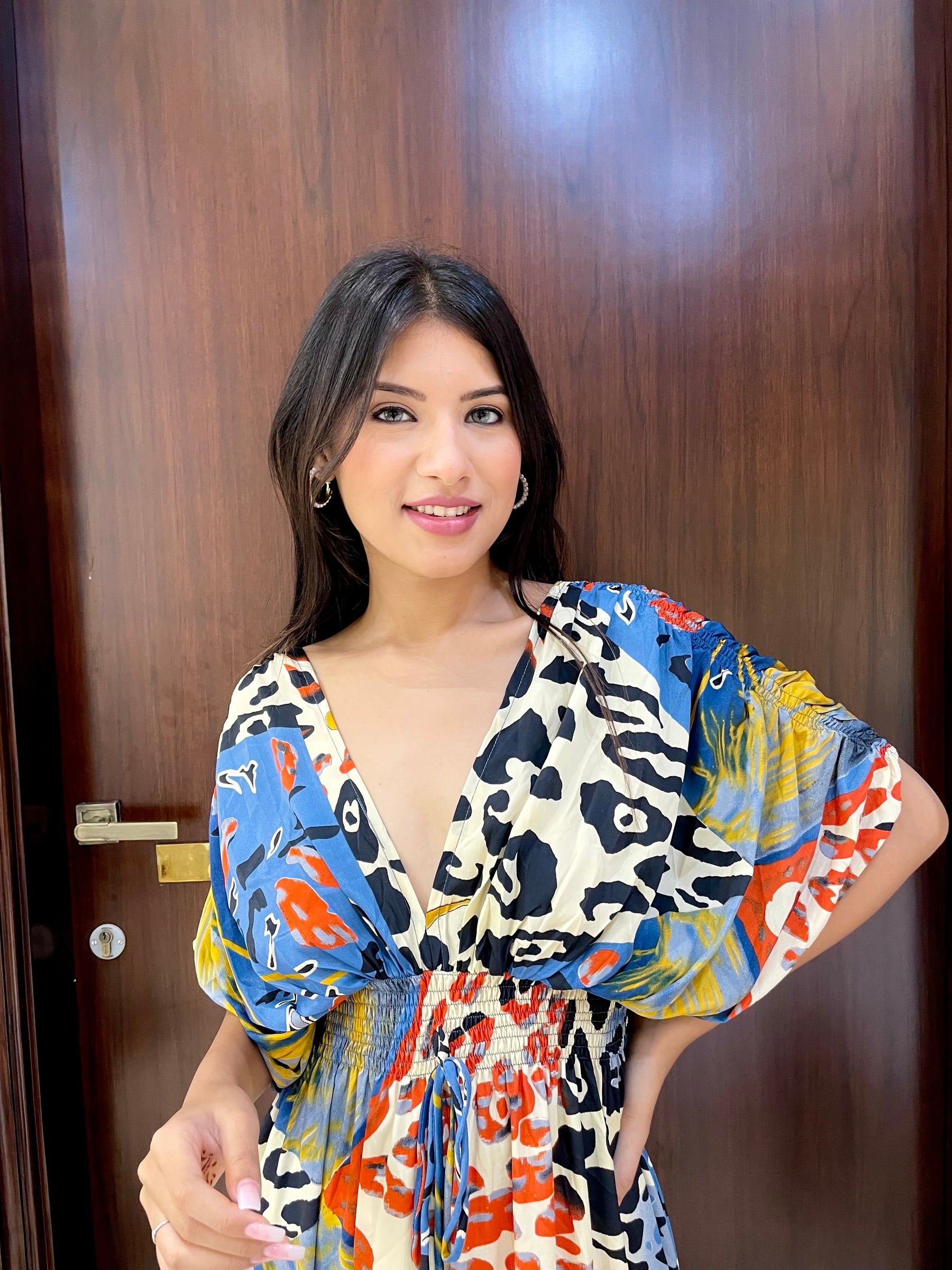 Balloon Pattern Boho Printed Maxi Dress - Golden Honey