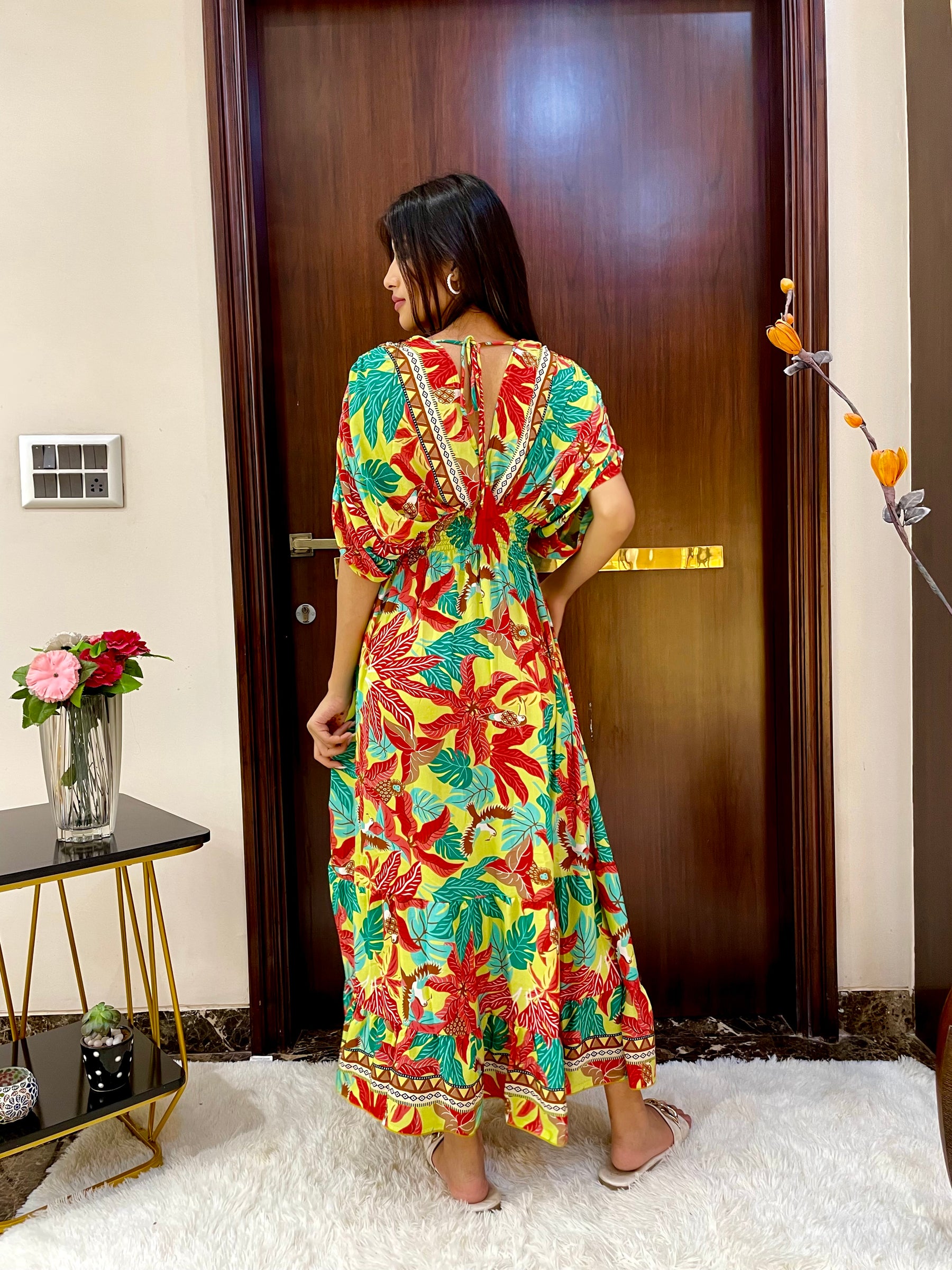 Balloon Pattern Boho Printed Maxi Dress - Sunlit Oasis Delight