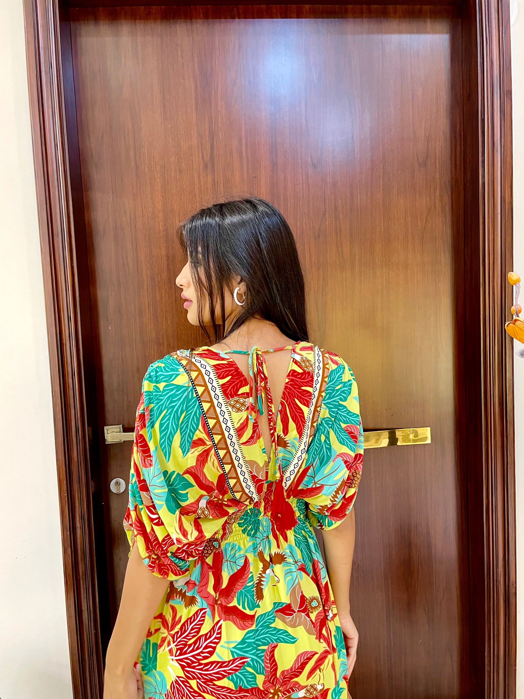 Balloon Pattern Boho Printed Maxi Dress - Sunlit Oasis Delight