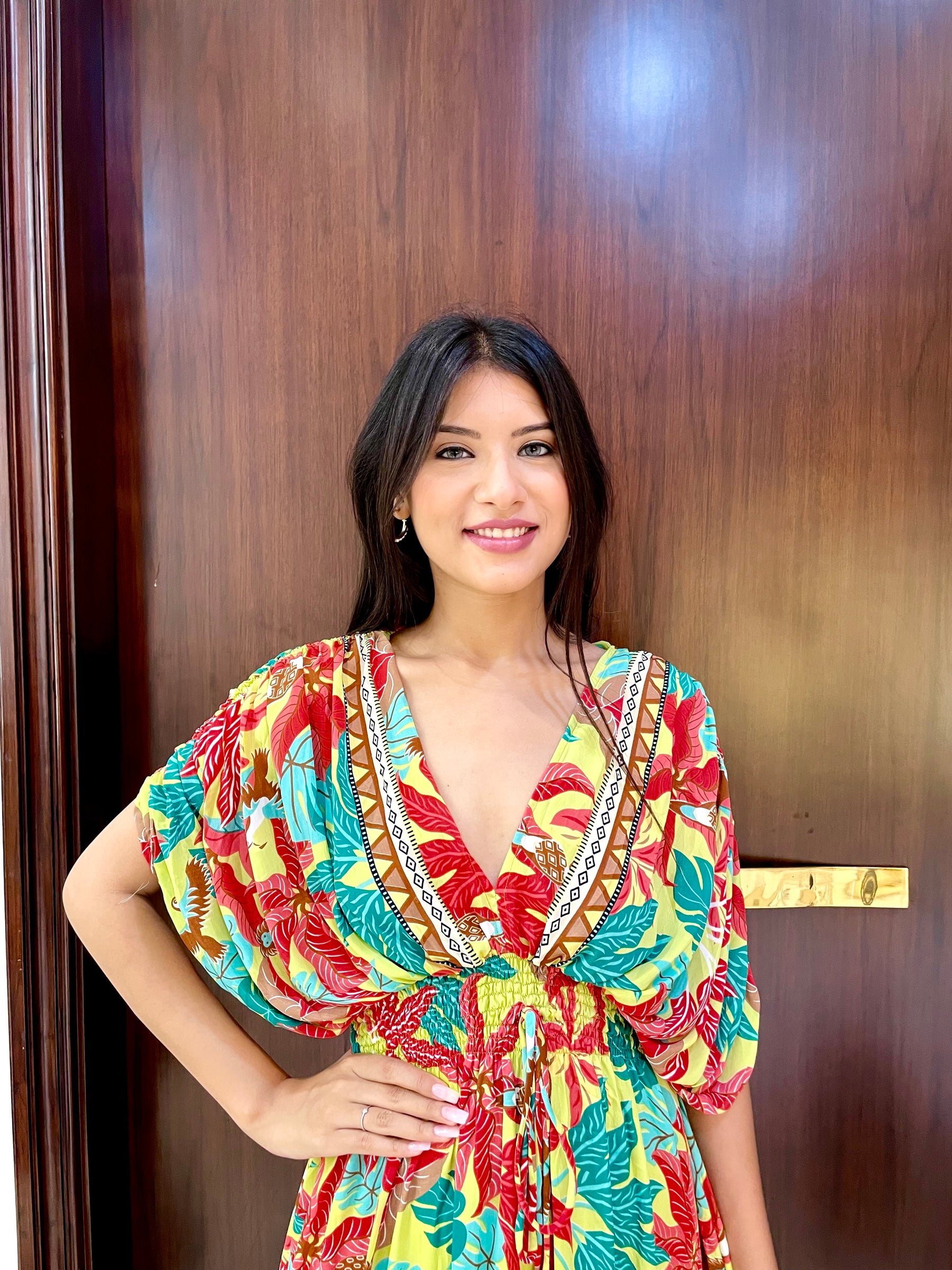 Balloon Pattern Boho Printed Maxi Dress - Sunlit Oasis Delight