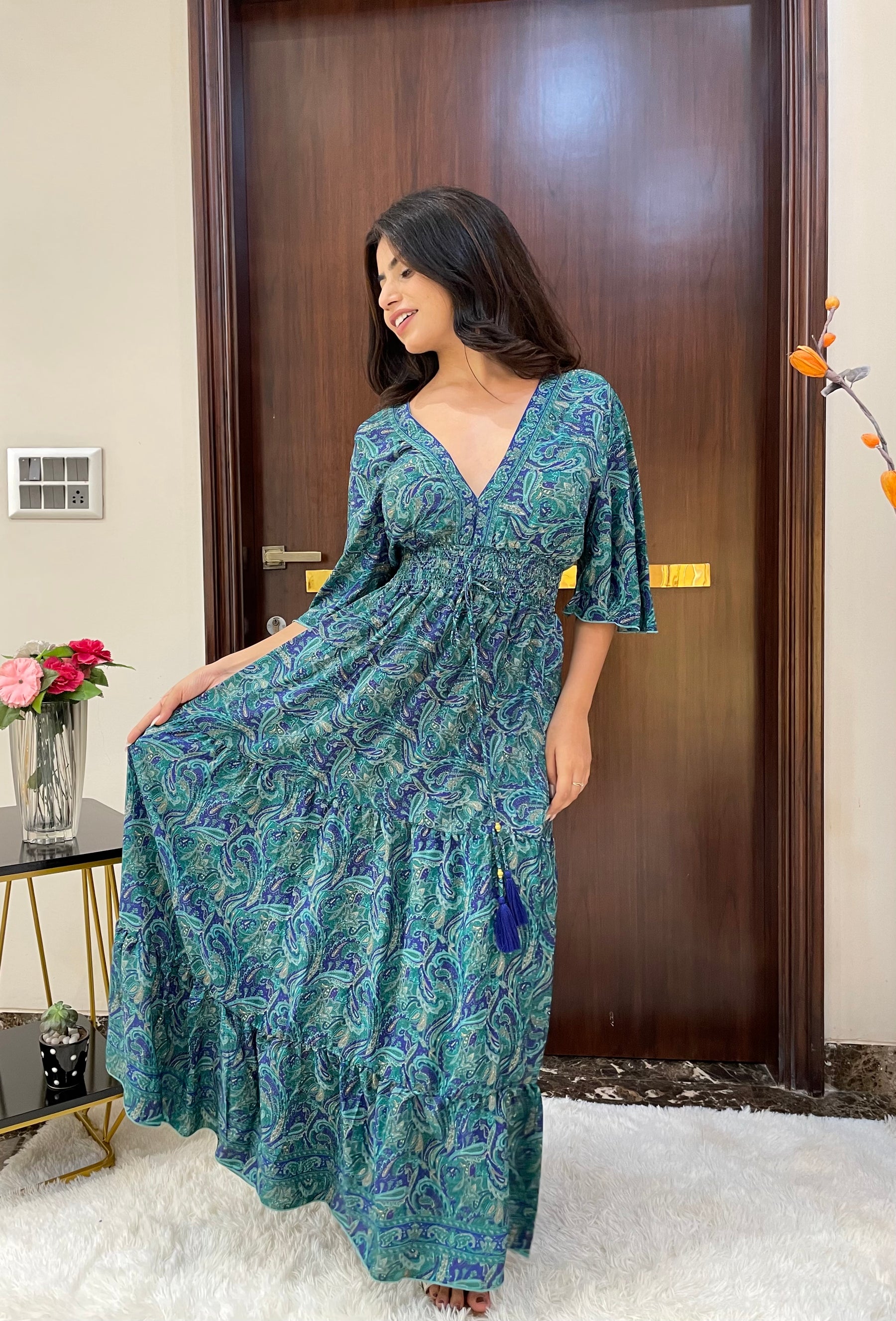 Boho Belle Maxi Dress - Marine Mirage