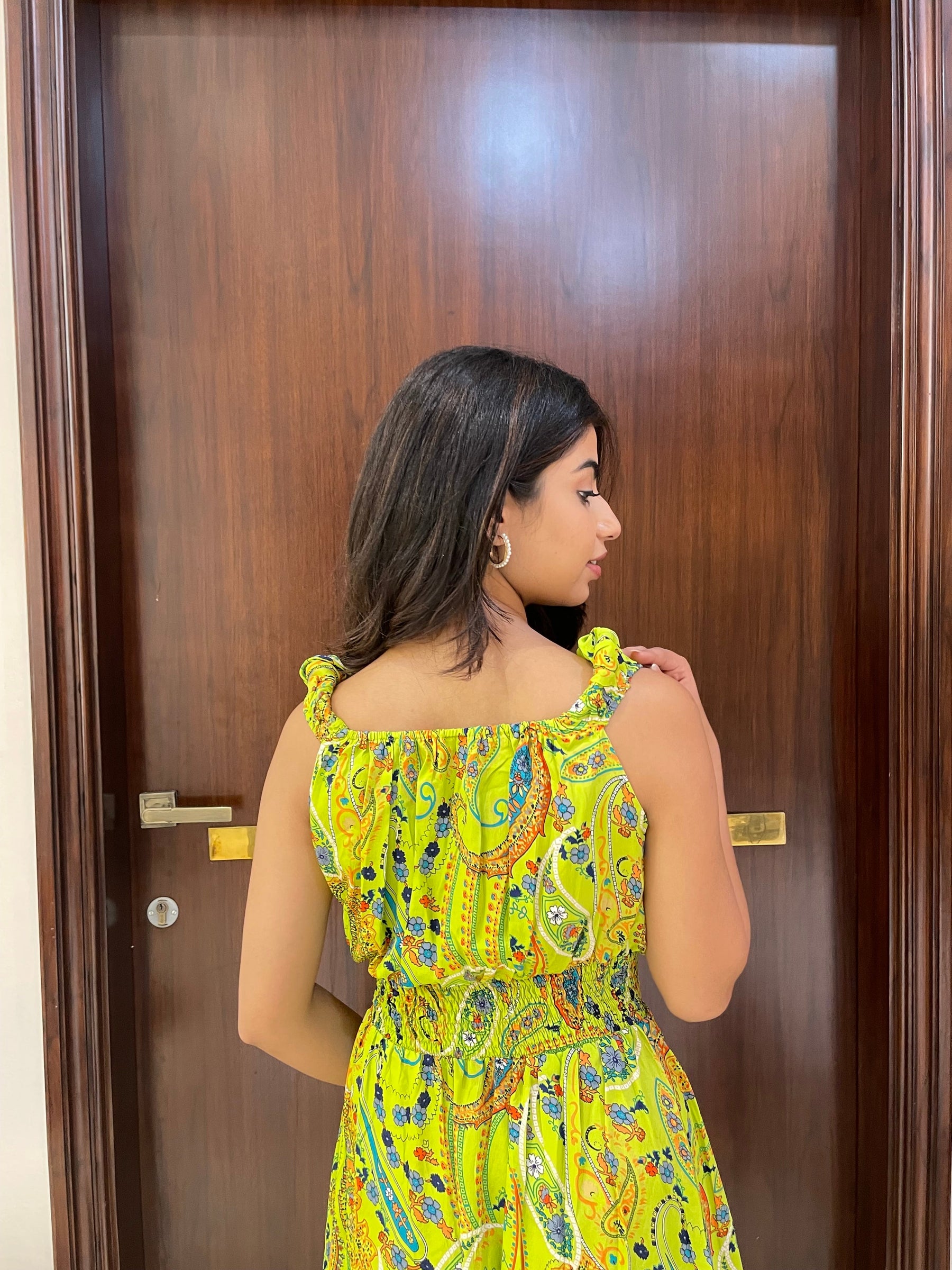 Flair Hem Boho Printed Short Dress - Vibrant Orange