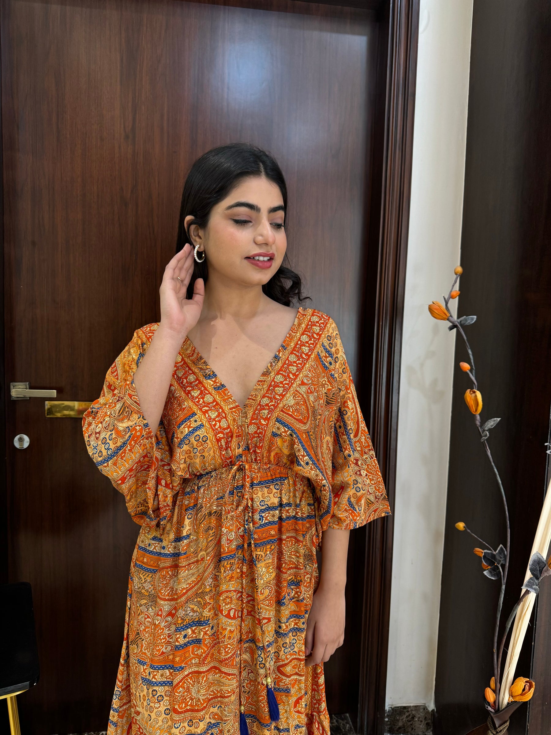 Kaftan pattern boho foil printed maxi dress - Sun Kissed SmisingBee