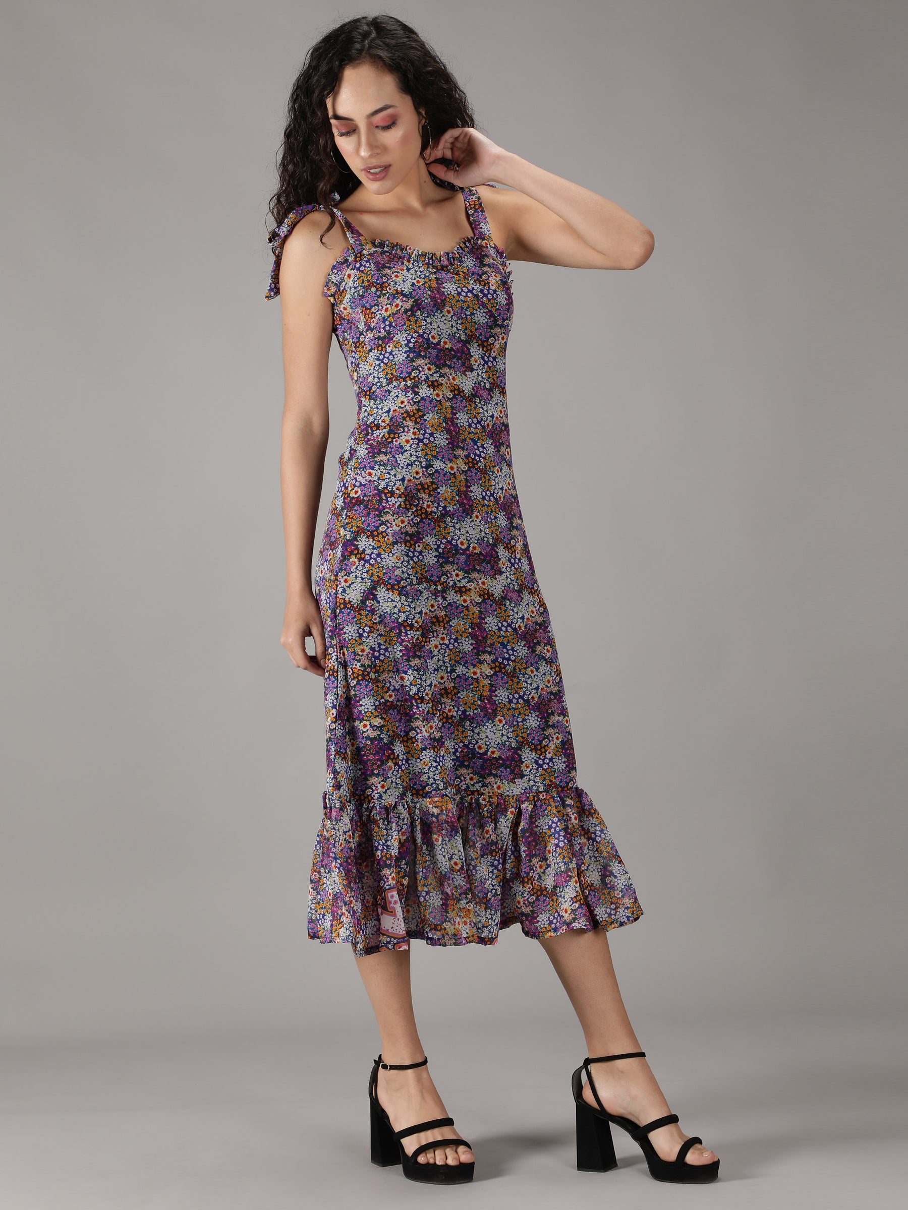 SmisingBee Floral Print Midi Dress