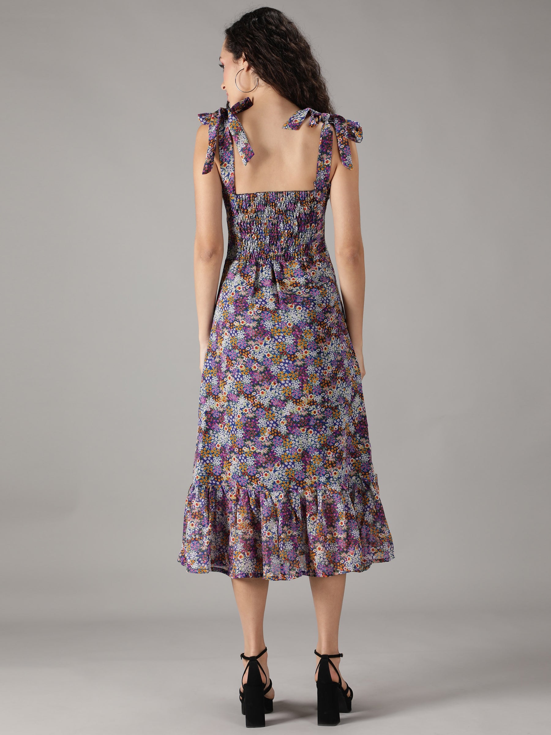 SmisingBee Floral Print Midi Dress