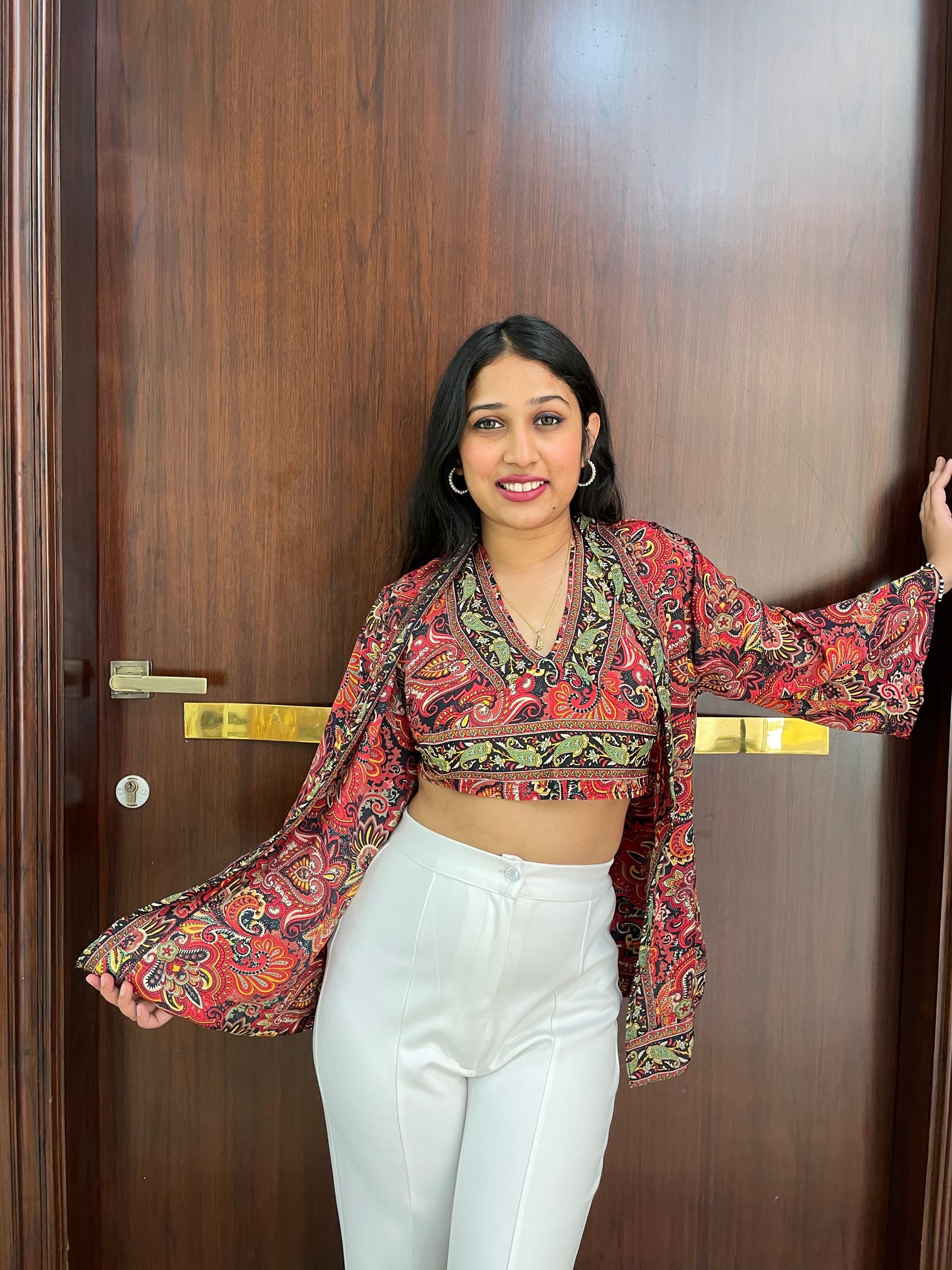 Kimono and Halter Set In Red and Green