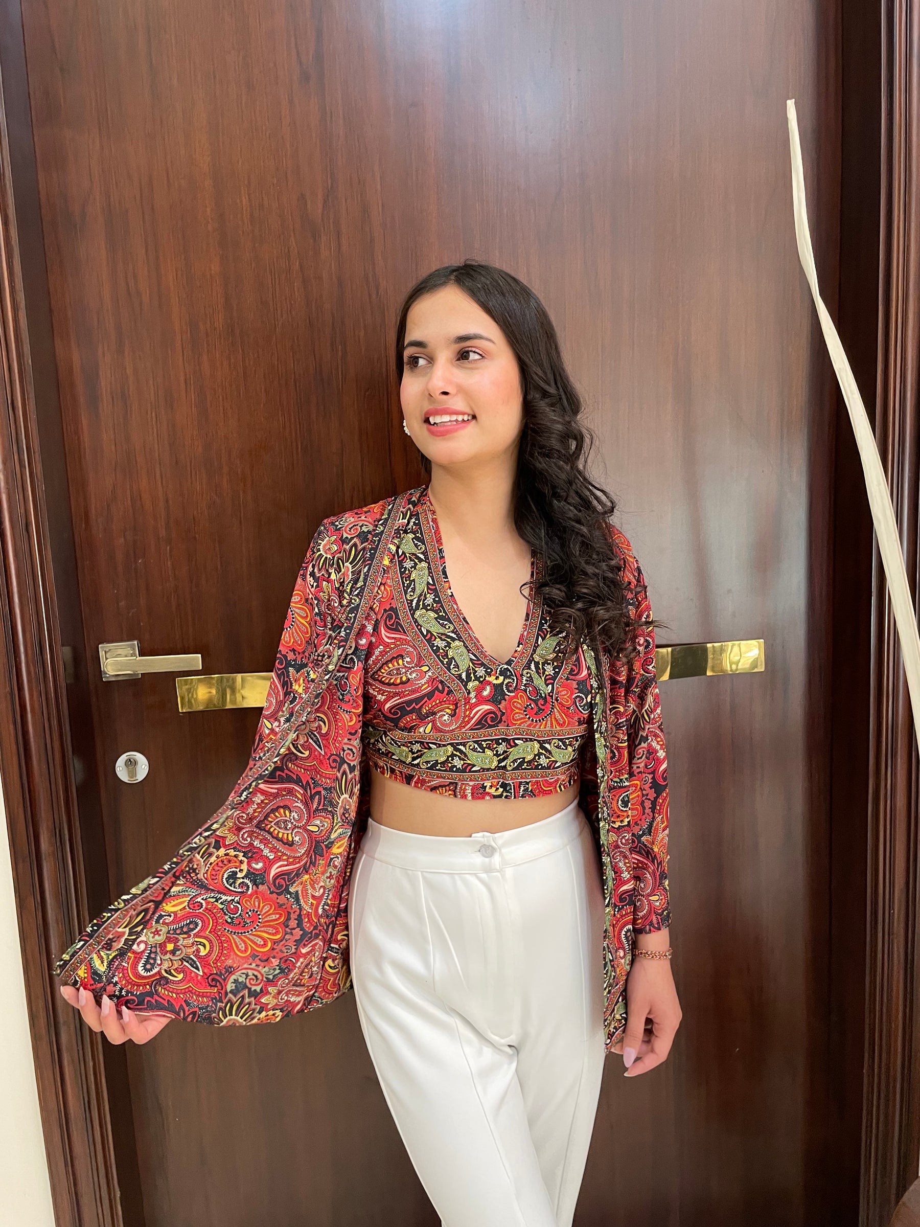 Kimono and Halter Set In Red and Green