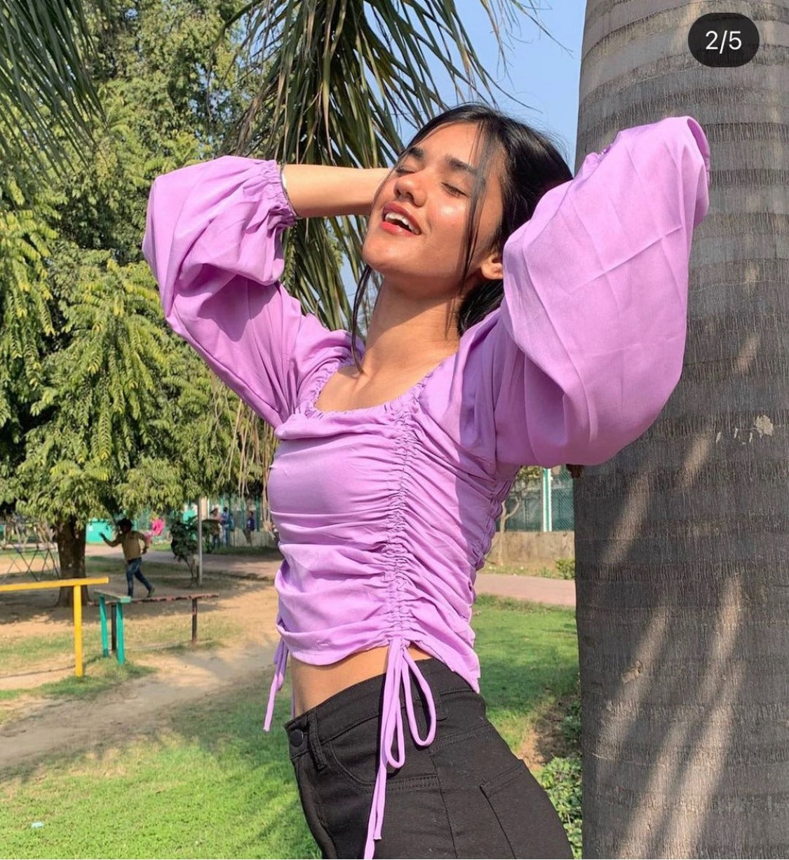 Smisingbee Purple Ruched Crop Top