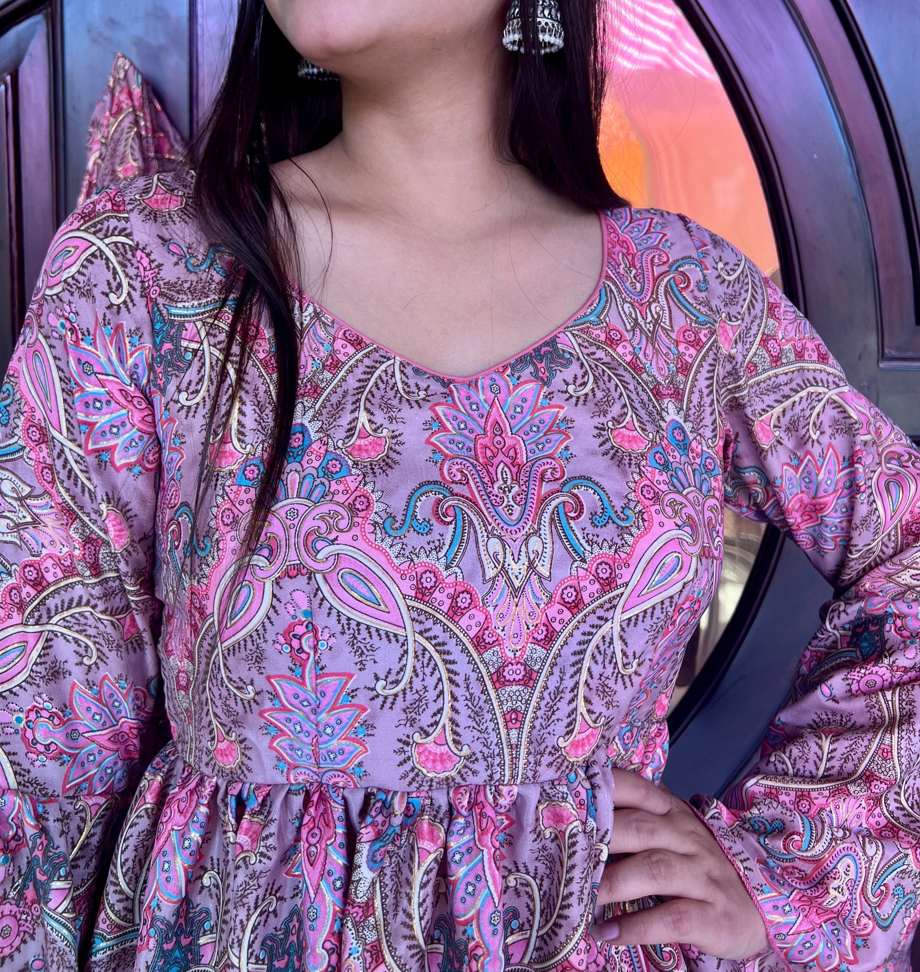 Pinkish Printed Ethnic Motifs Sharara Set