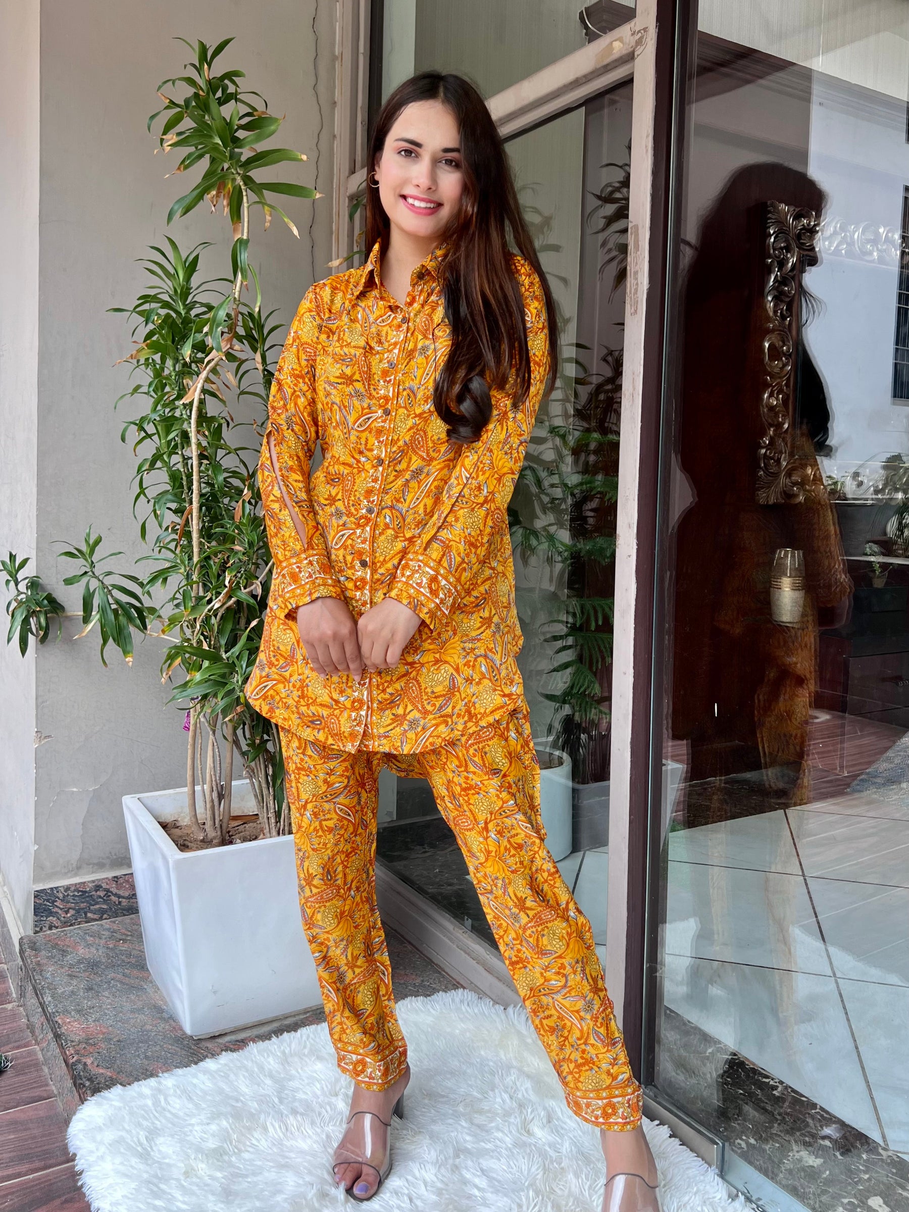 Yellow Paisley Printed Coordinates
