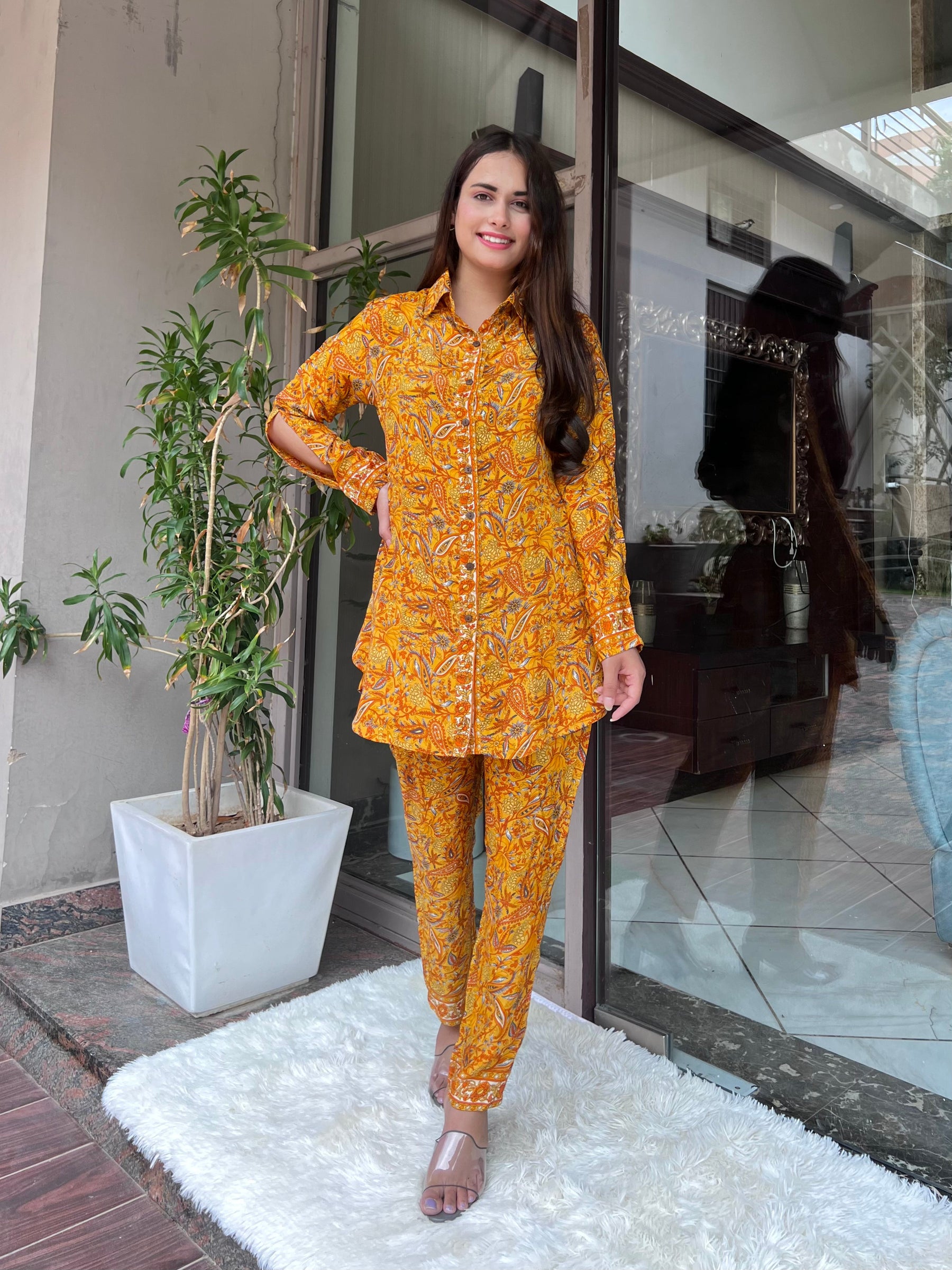 Yellow Paisley Printed Coordinates