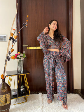 Boho Printed Wrap  Trouser - Multicolor