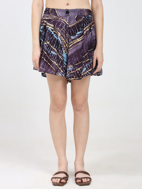 Puff Sleeves Kimono and Shorts Coordinate Set (3 Piece)- Twilight Totem