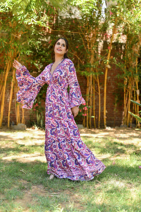 Ruffle Sleeves Boho Maxi Dress