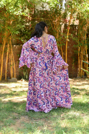 Ruffle Sleeves Boho Maxi Dress