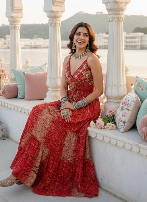 Slay in Red Boho Maxi Dress