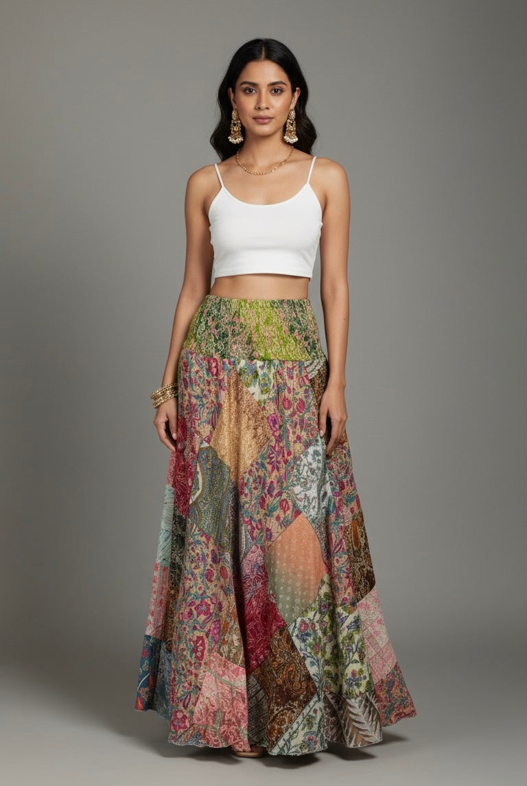 Patch Work Boho Printed Skirt (Assorted prints)
