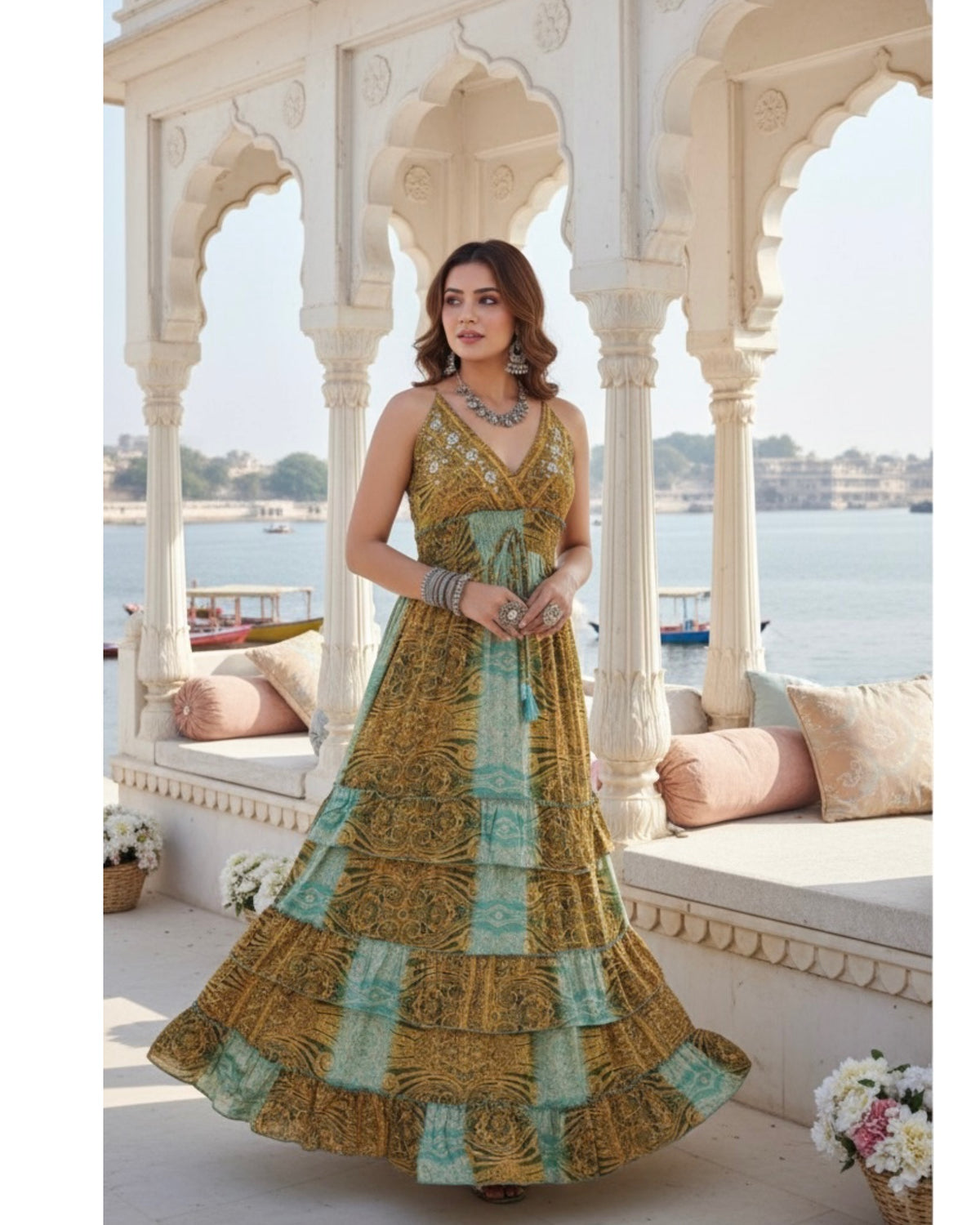 Double Drama Boho Maxi Dress - Blue