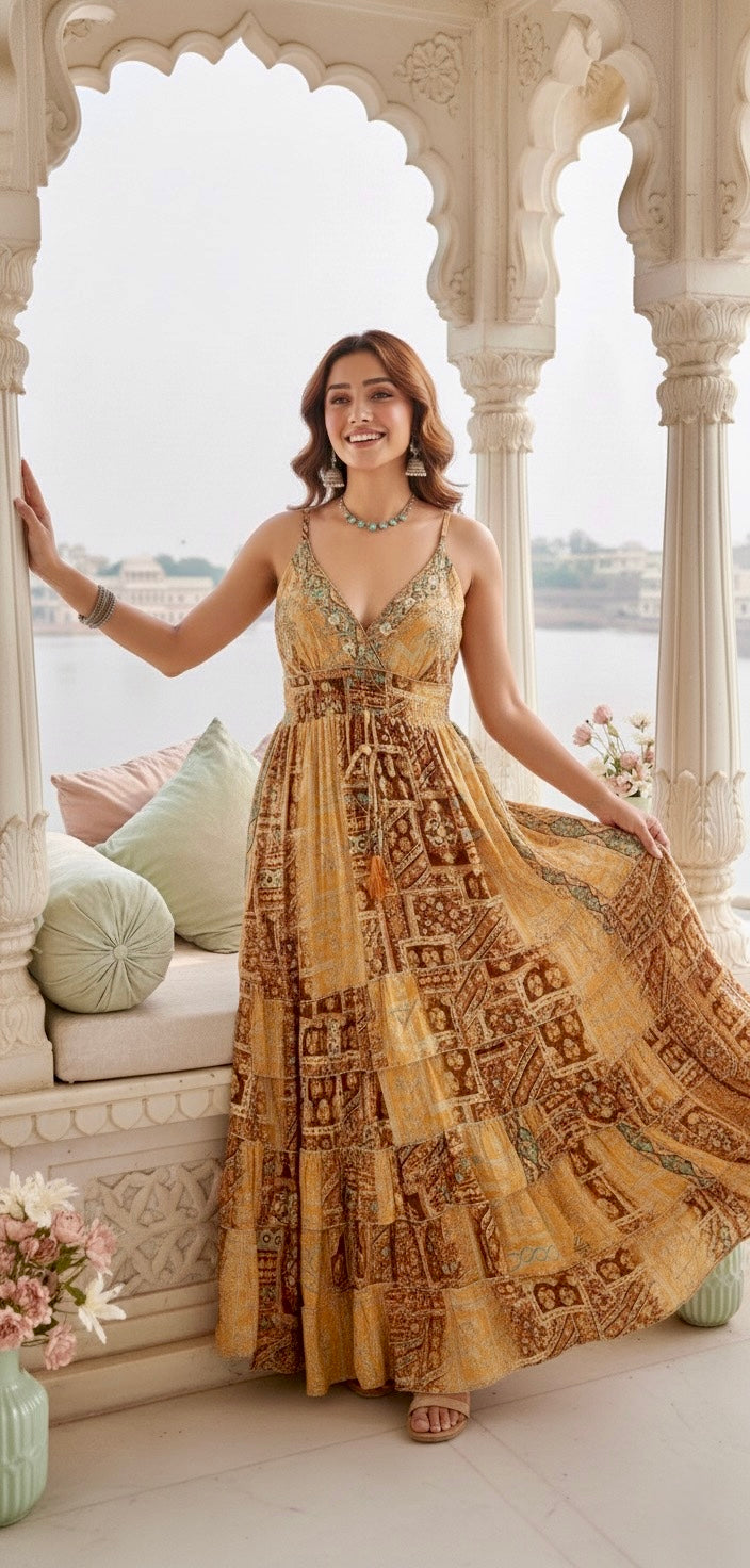 🔥Trending- Sundown Boho Maxi Dress