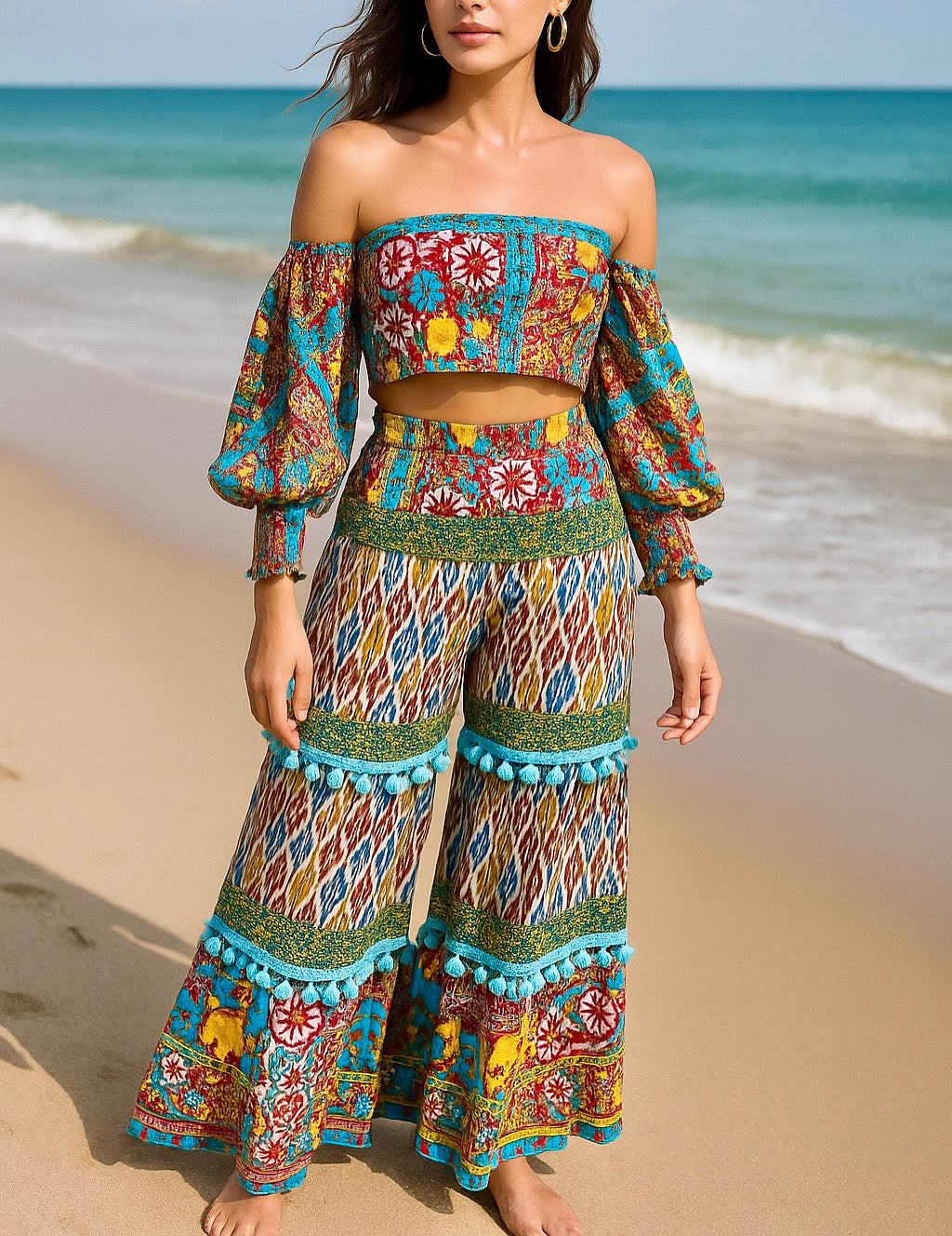 Boho Printed Tassels Co-ord Set