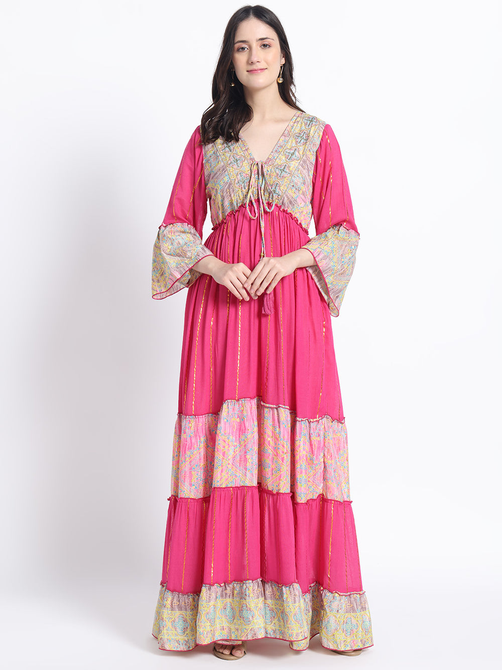 Off- Shoulder Boho Printed Maxi Dress -Bluebell Bliss SmisingBee