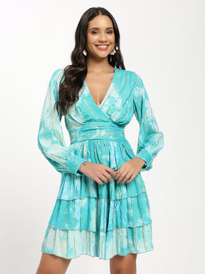 Tie-Dye Multi Panel Short Dress in Stardust Mini