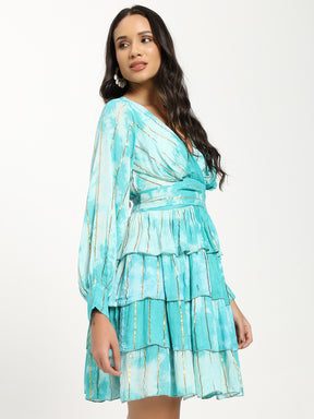 Tie-Dye Multi Panel Short Dress in Stardust Mini