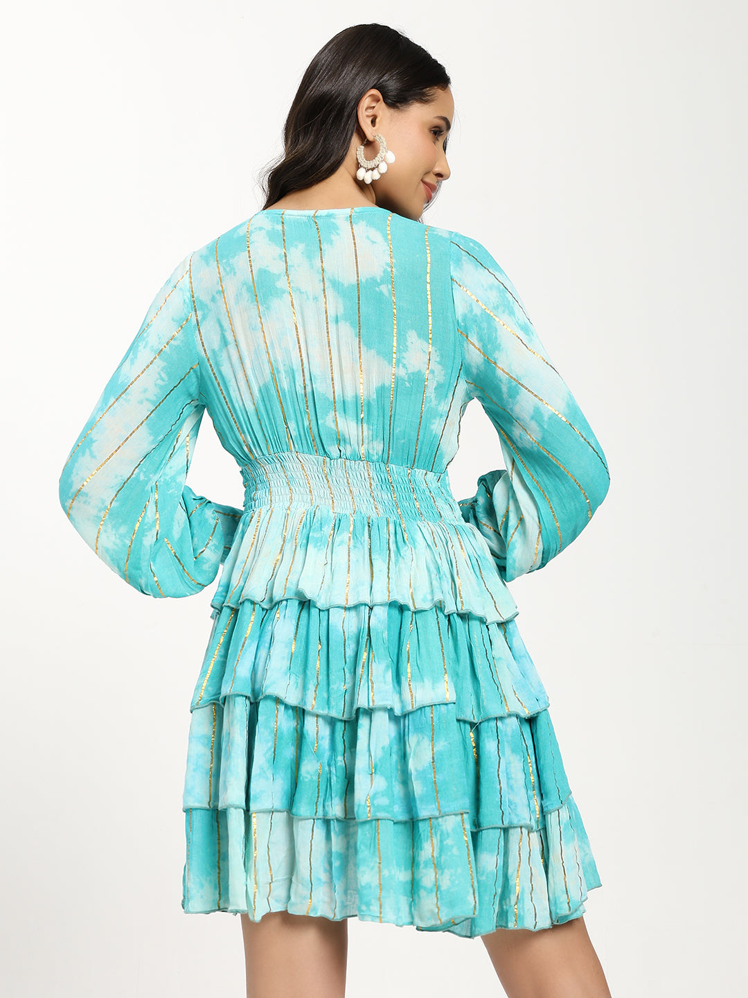 Tie-Dye Multi Panel Short Dress in Stardust Mini