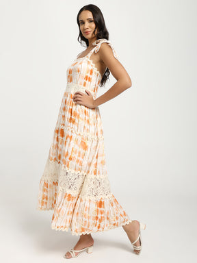 Tie-Dye Sunlit Bloom Boho Maxi Dress