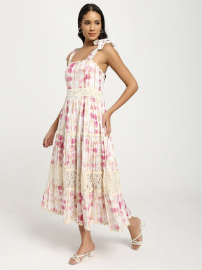 Tie-Dye Rose Reverie Boho Maxi Dress