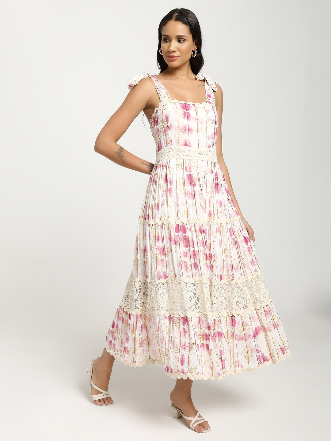 Tie-Dye Rose Reverie Boho Maxi Dress