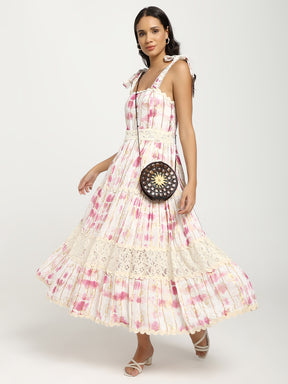Tie-Dye Rose Reverie Boho Maxi Dress