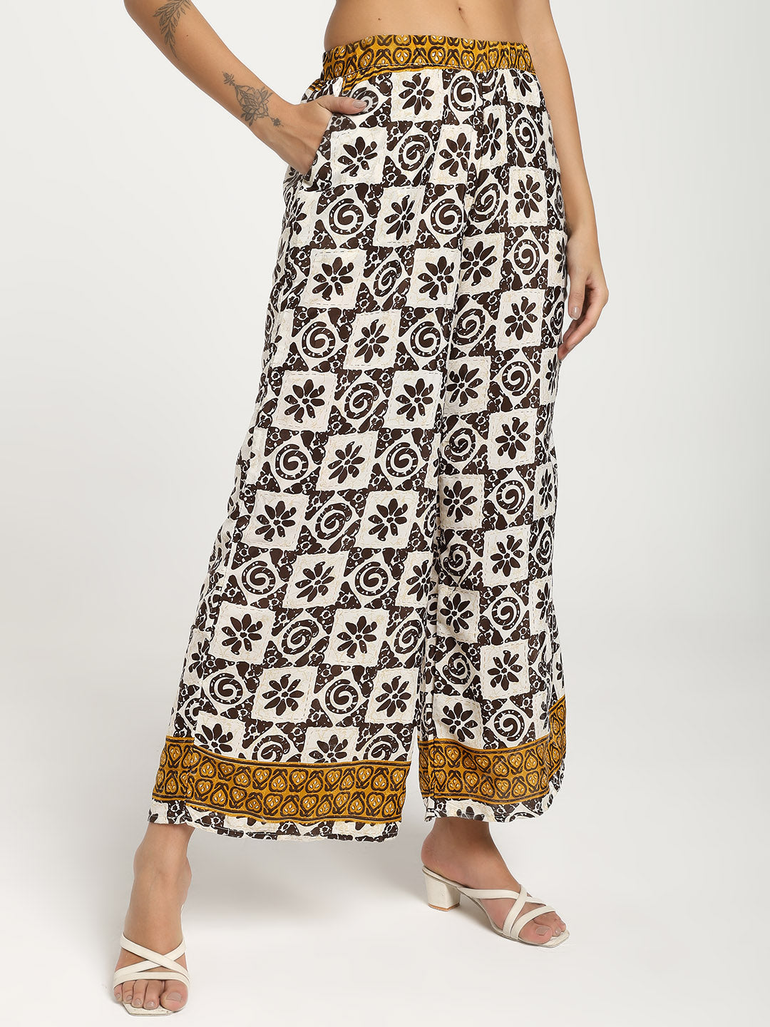 Boho Printed Bell Sleeves Kimono Coordinate Set - Shadow & Light