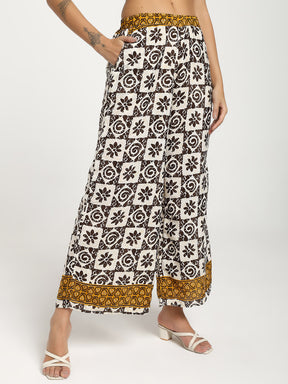 Boho Printed Bell Sleeves Kimono Coordinate Set - Shadow & Light