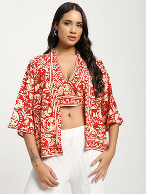 Kimono and Halter Set Crimson Cloud