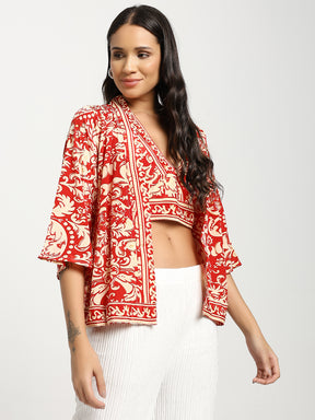 Kimono and Halter Set Crimson Cloud