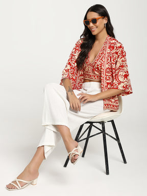 Kimono and Halter Set Crimson Cloud