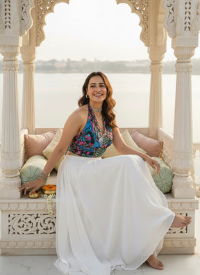 ⌛️Low Stock - Boho Printed Halter Top  in Blue