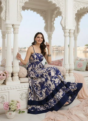 The Moonlit Petal Cotton Maxi Dress