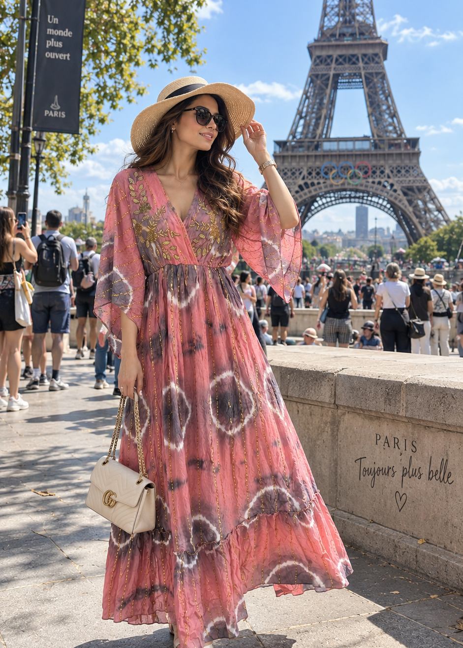 🌷Hand Embroidered Kaftan Maxi Dress in Rosé Wanderlust