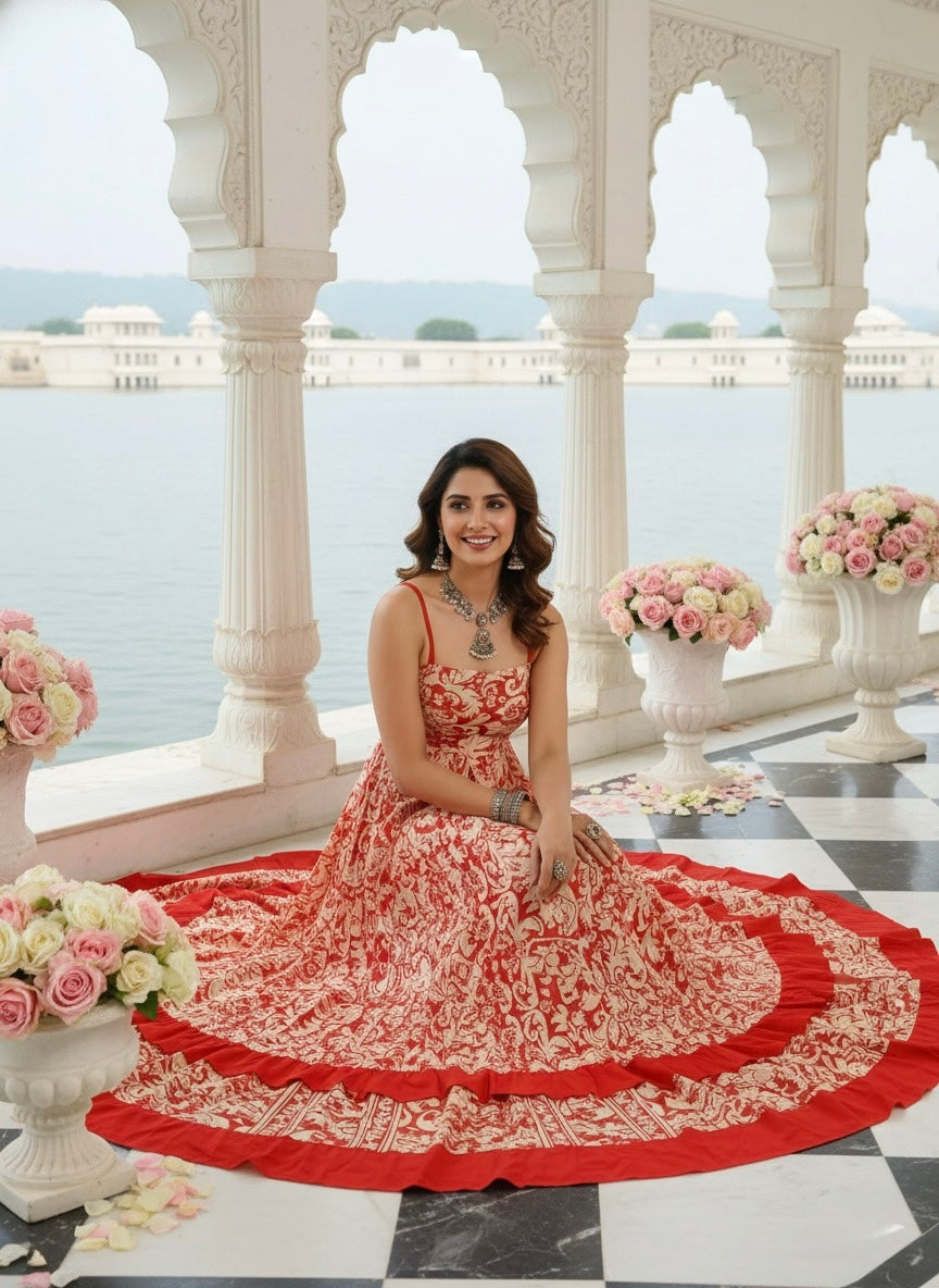 Vintage Flame Cotton Maxi Dress